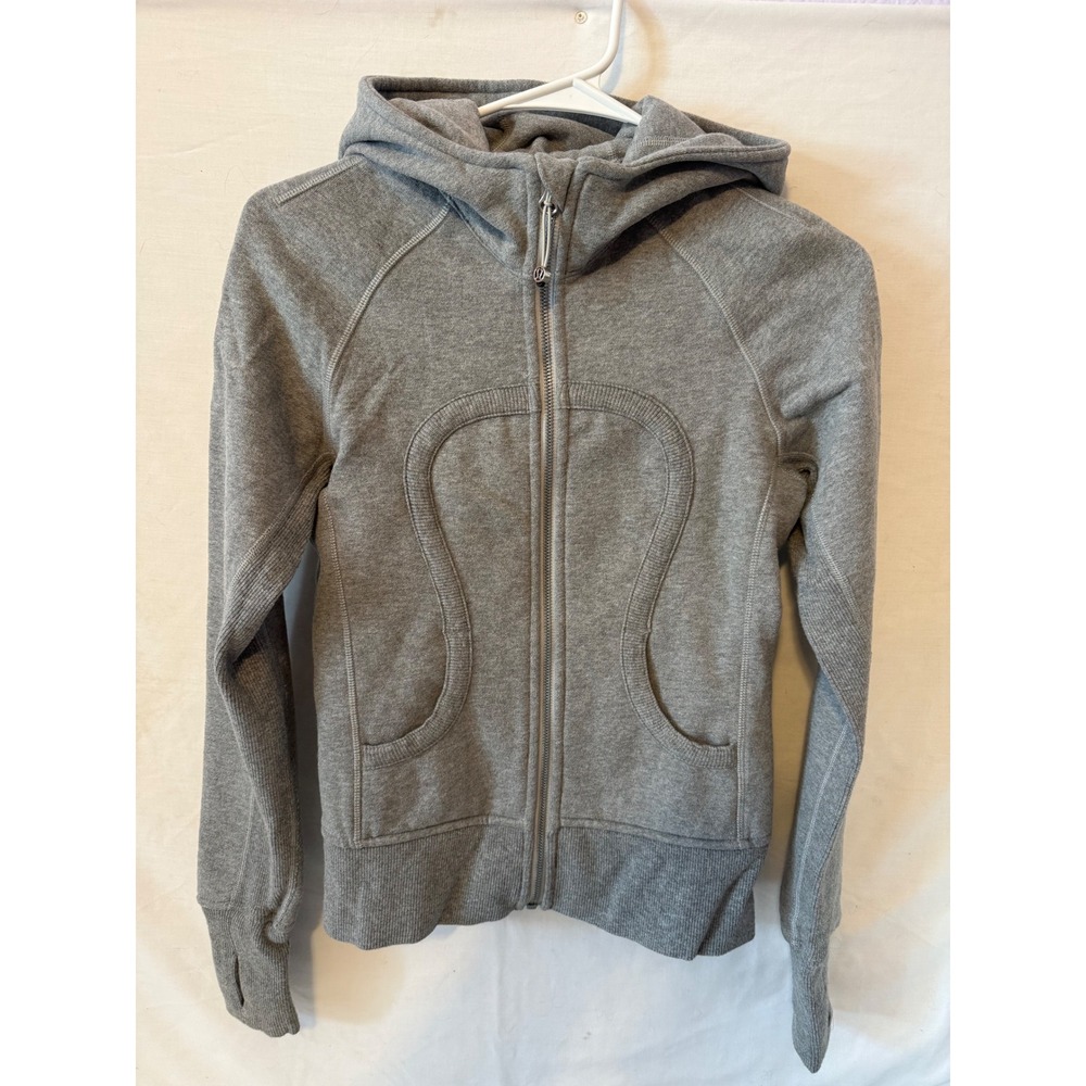 Lululemon Scuba Full Zip Hoodie Heathered Grey Fleece Sweatshirt Size 2
